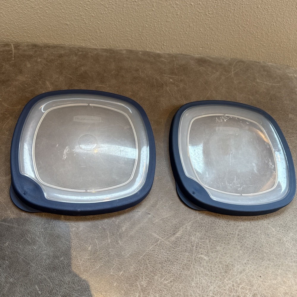 Lot Of 2 Rubbermaid  Replacement Lid ONLY! Clear G 515N Blue Square